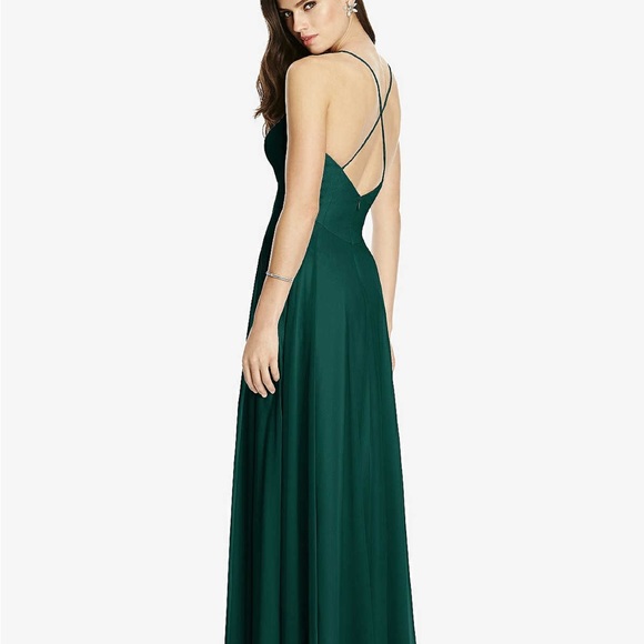 Chiffon Halter Bridesmaid Dress - Picture 2 of 4